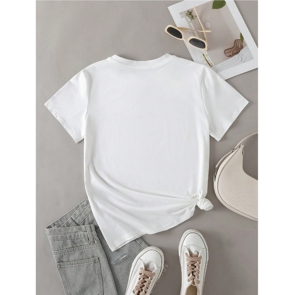 White Graphic Crewneck Tee Shirt Short Sleeve - Picture 2 of 11